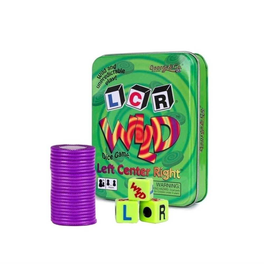 Left Center Right Dice Game Wild LCR Green Tin Box George & Co Adults Kida